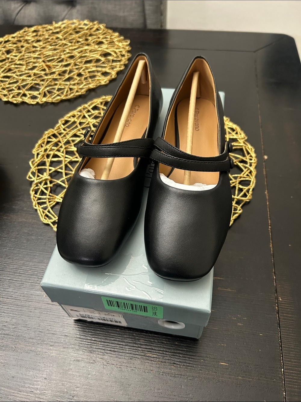 C.Paravano Genuine Leather Women's Flats Mary Jane Flats Square Toe Shoes 39.5 - Picture 7 of 10